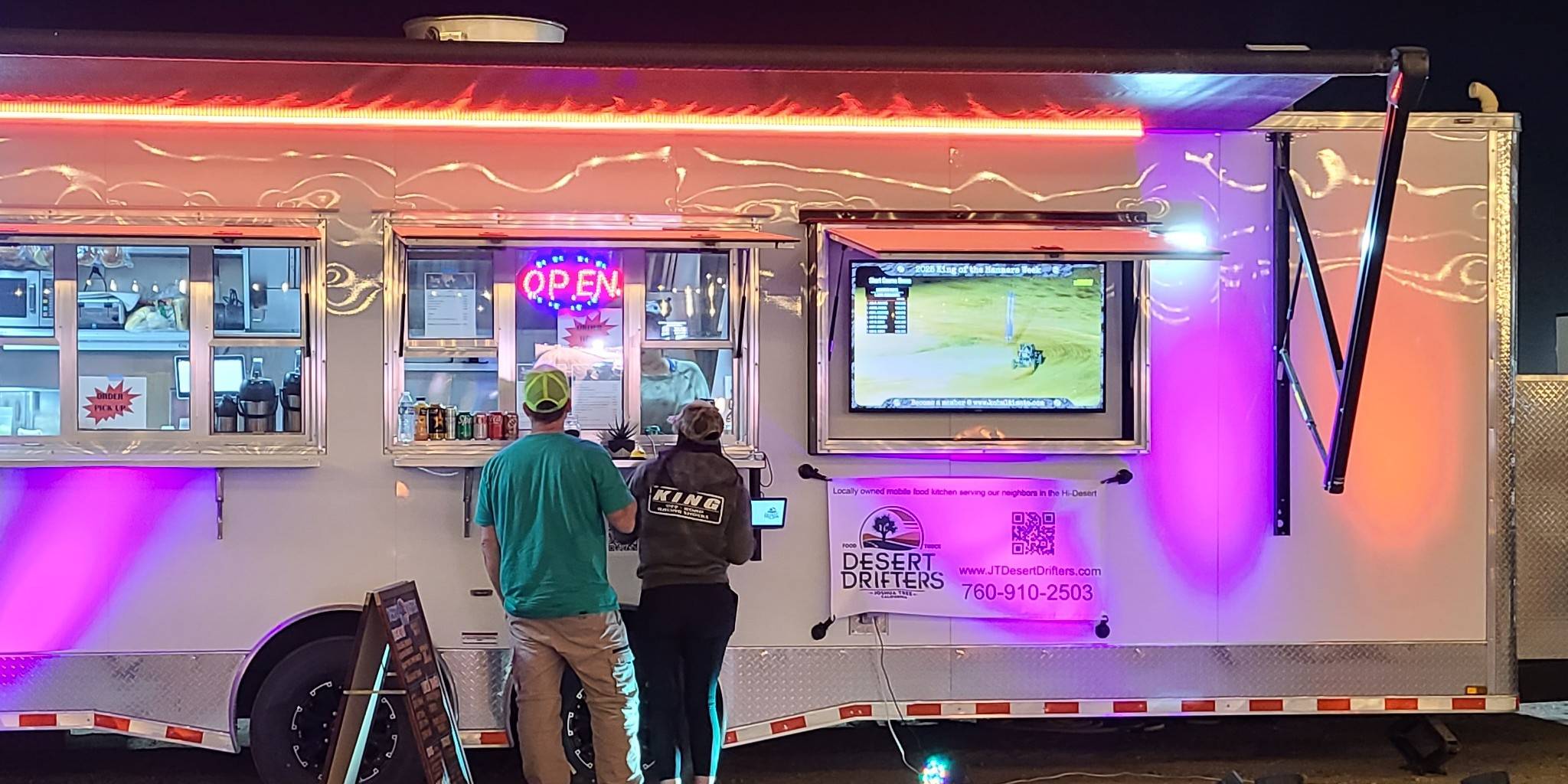 The service window open at night